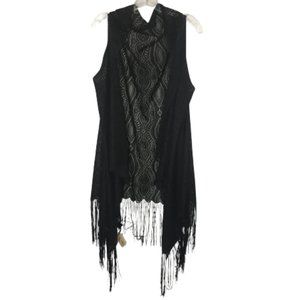New Black Laced Vest with Fringes